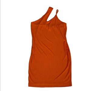 Asymmetrical Bright Orange Dress